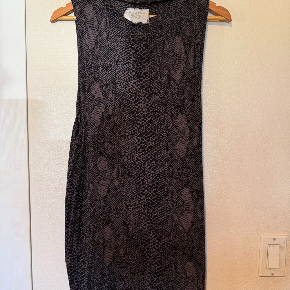 Acacia Swimwear Black Snake Print Midi Dress